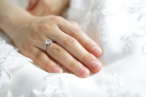 bride wearing a diamond ring